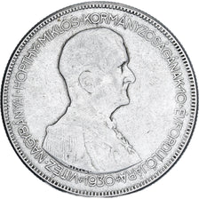 Hungría, 5 Pengö, 1930, Budapest, Plata, BC+, KM:512.1