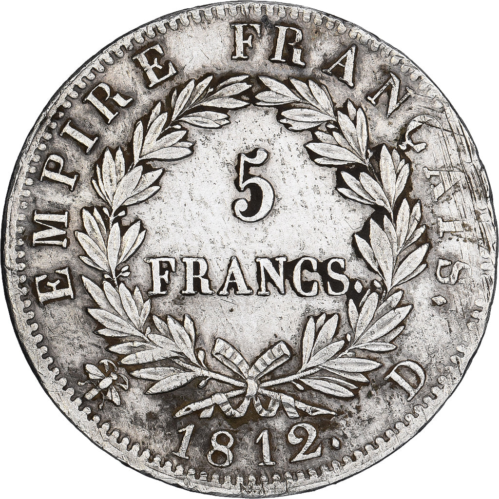 France, 5 Francs, Napoléon I, 1812, Lyon, Silver, EF(40-45), Gadoury:584