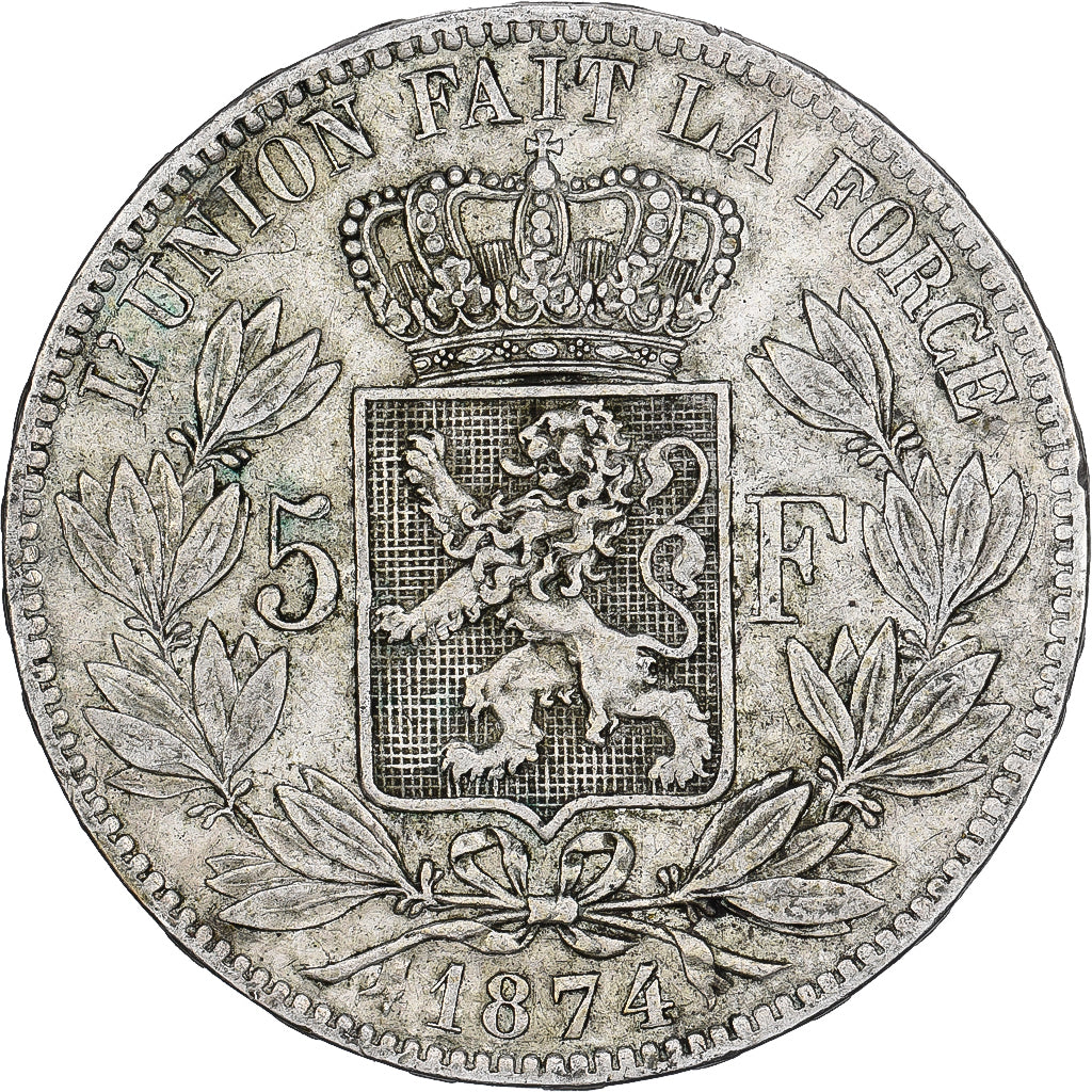Belgique, Leopold II, 5 Francs, 5 Frank, 1874, Argent, TB+, KM:24
