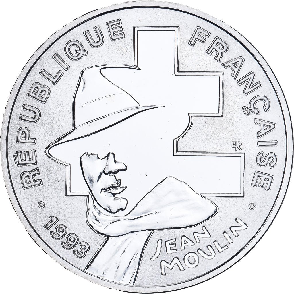 Frankrijk, 100 Francs, Jean Moulin, 1993, Monnaie de Paris, ESSAI, Zilver, FDC