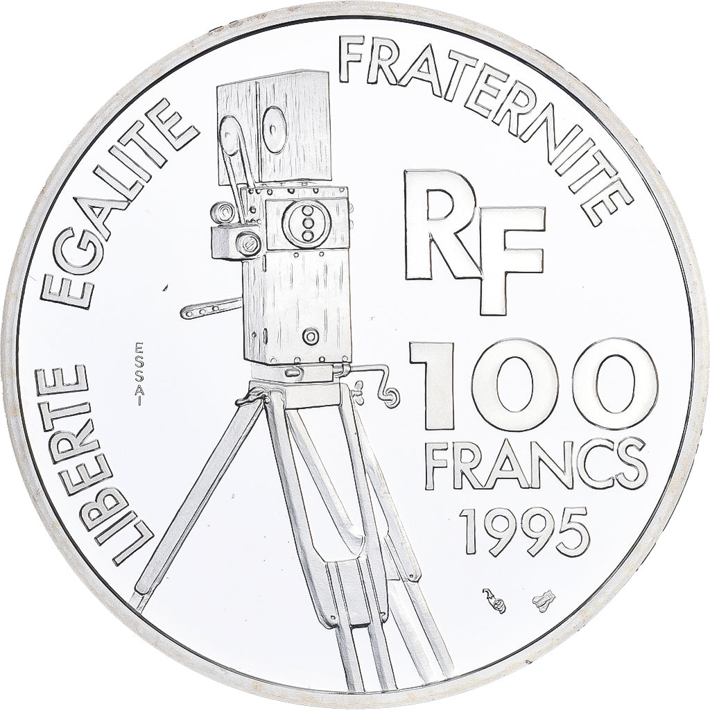França, 100 Francs, Alfred Hitchcock, 1995, Monnaie de Paris, ENSAIO, Prata