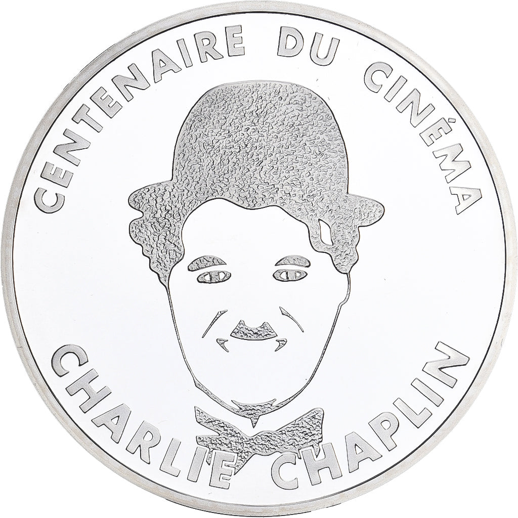 França, 100 Francs, Charlie Chaplin, 1995, Monnaie de Paris, ENSAIO, Prata