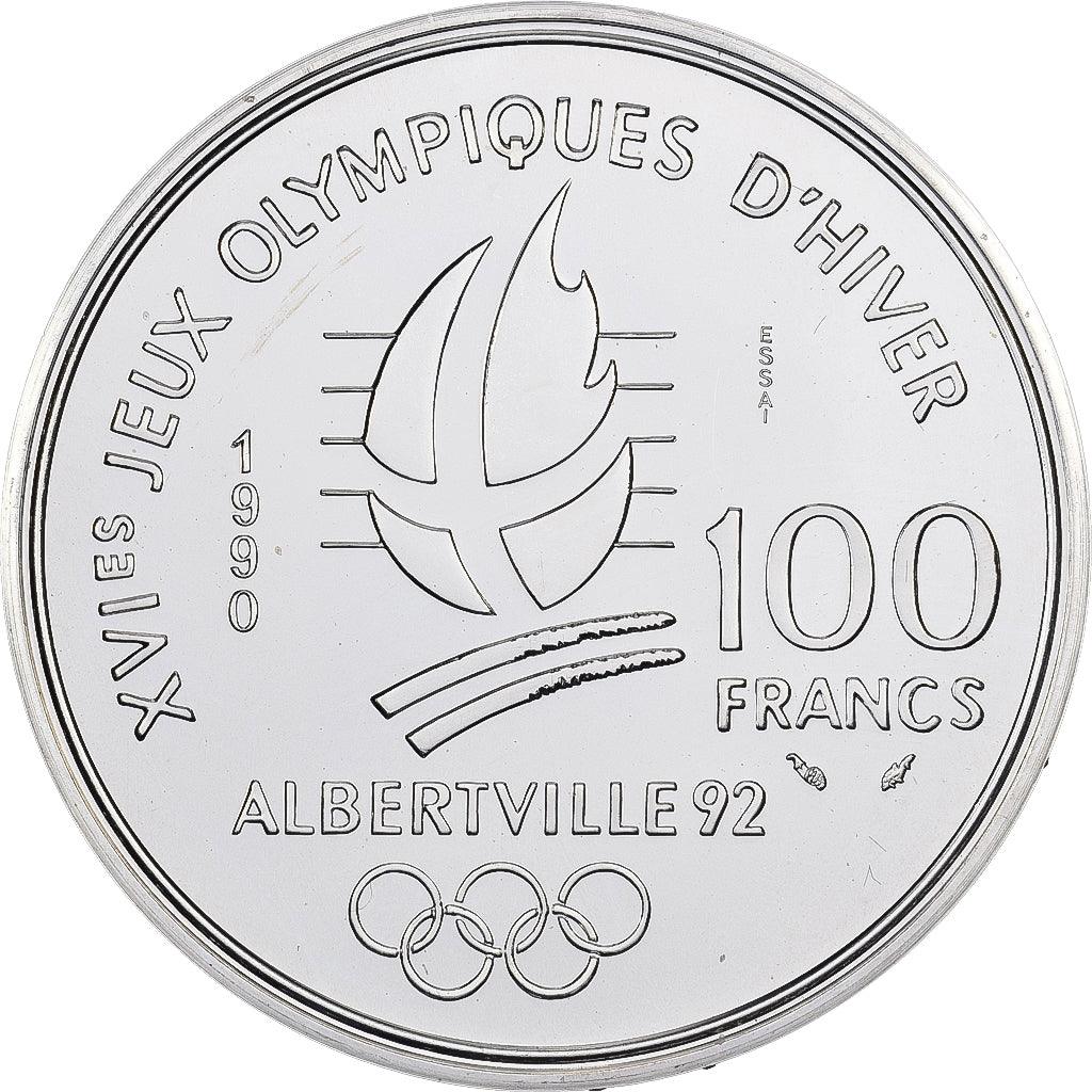 Frankrijk, 100 Francs, Albertville - Bobsleigh, 1990, Monnaie de Paris, ESSAI