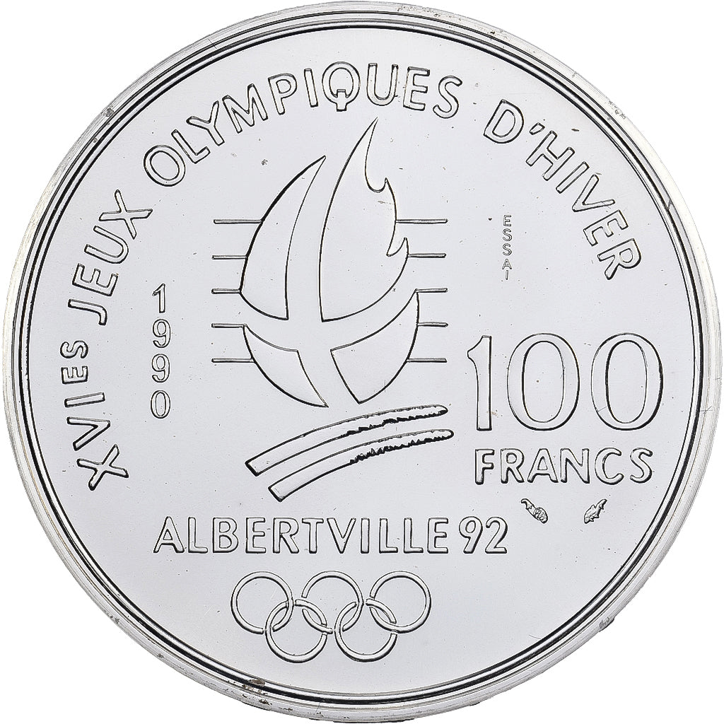 Francia, 100 Francs, Albertville - Ski acrobatique, 1990, Monnaie de Paris