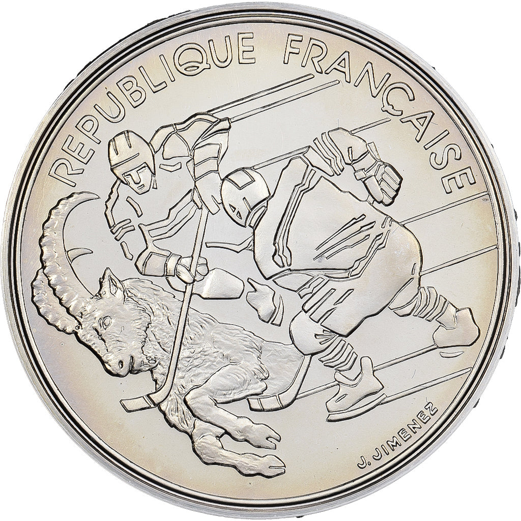 França, 100 Francs, Albertville - Hockey sur glace, 1991, Monnaie de Paris