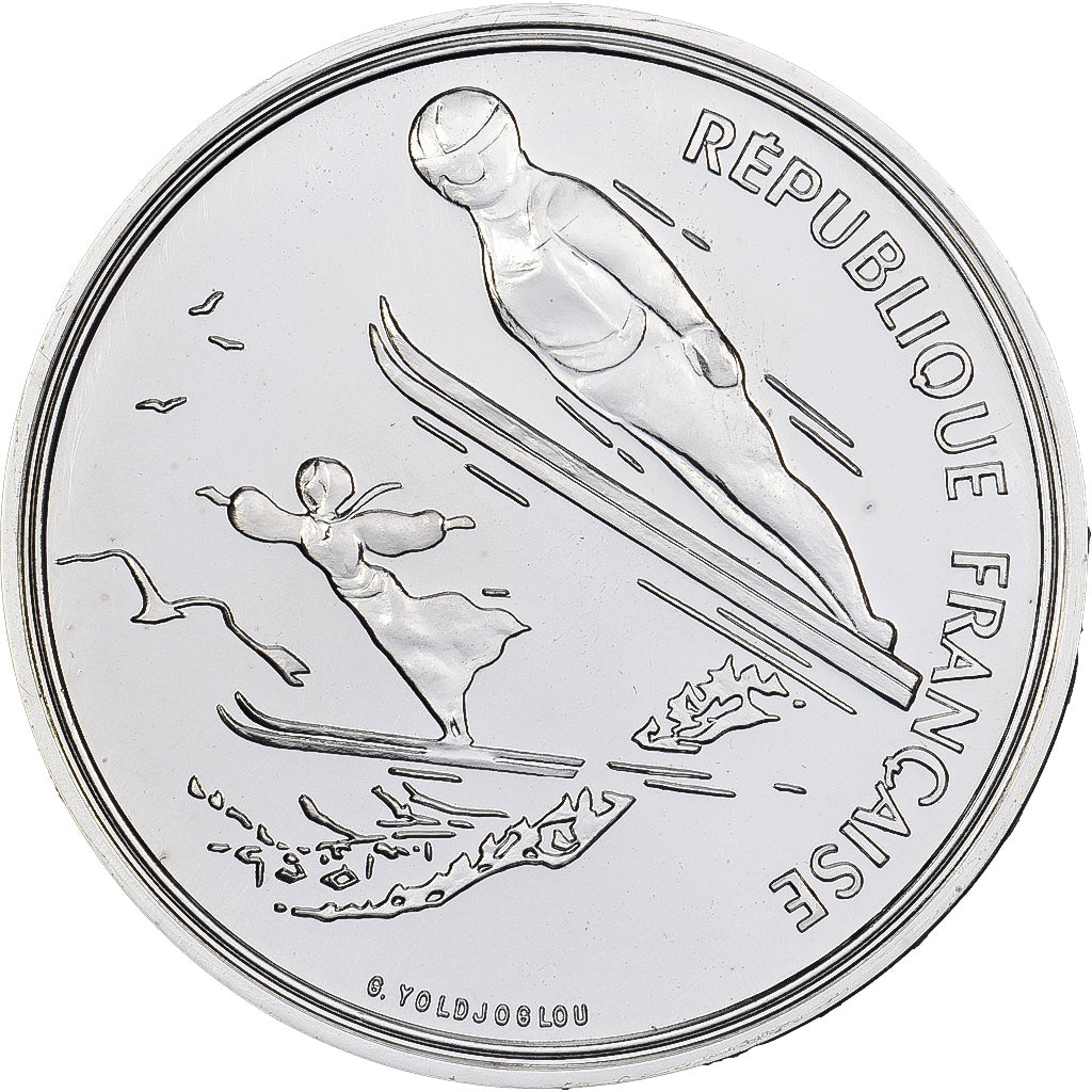 Francia, 100 Francs, Albertville - Saut à ski, 1991, Monnaie de Paris, ESSAI