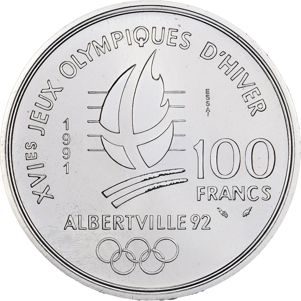 Francja, 100 Francs, Albertville - Ski de fond, 1991, Monnaie de Paris, PRÓBA