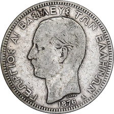 Grèce, George I, 5 Drachmai, 1876, Paris, Argent, TB+, KM:46