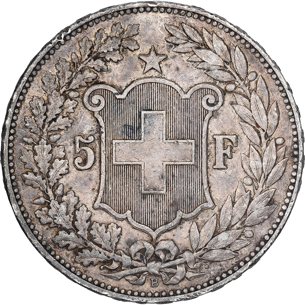 Svizzera, 5 Francs, 1891, Bern, Argento, MB+, KM:34