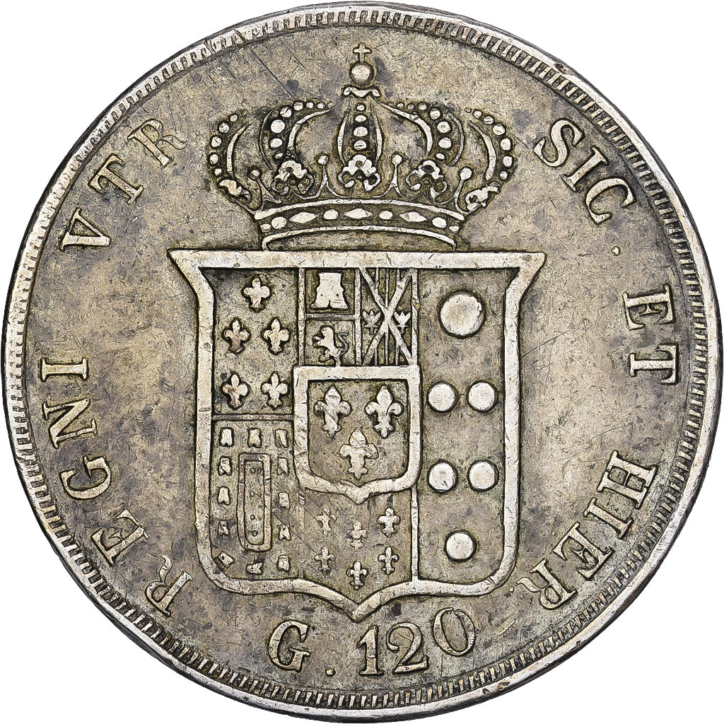 Kingdom of the Two Sicilies, NAPLES, Ferdinando II, 120 Grana, 1848, Argento