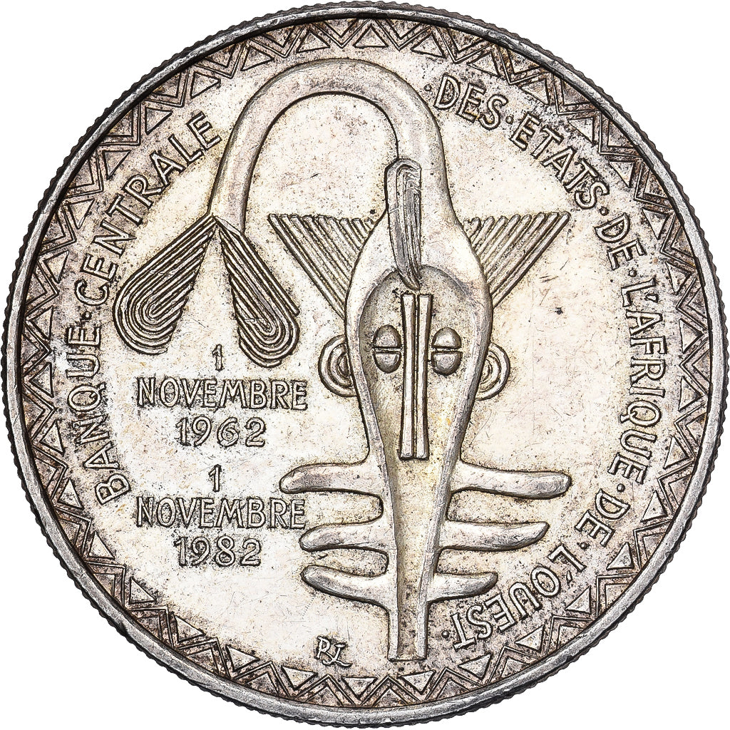 West African States, 5000 Francs, 1982, Silver, AU(55-58), KM:11