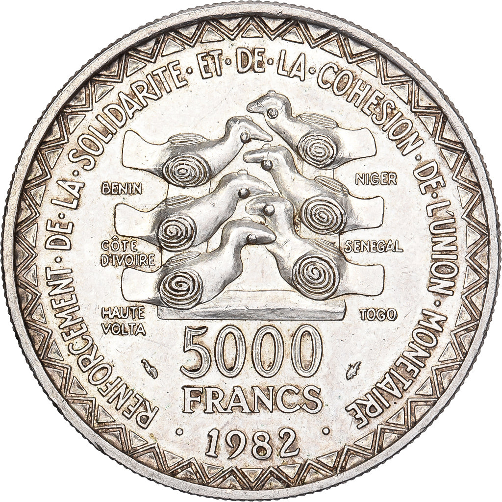 Stati dell'Africa occidentale, 5000 Francs, 1982, Argento, SPL-, KM:11