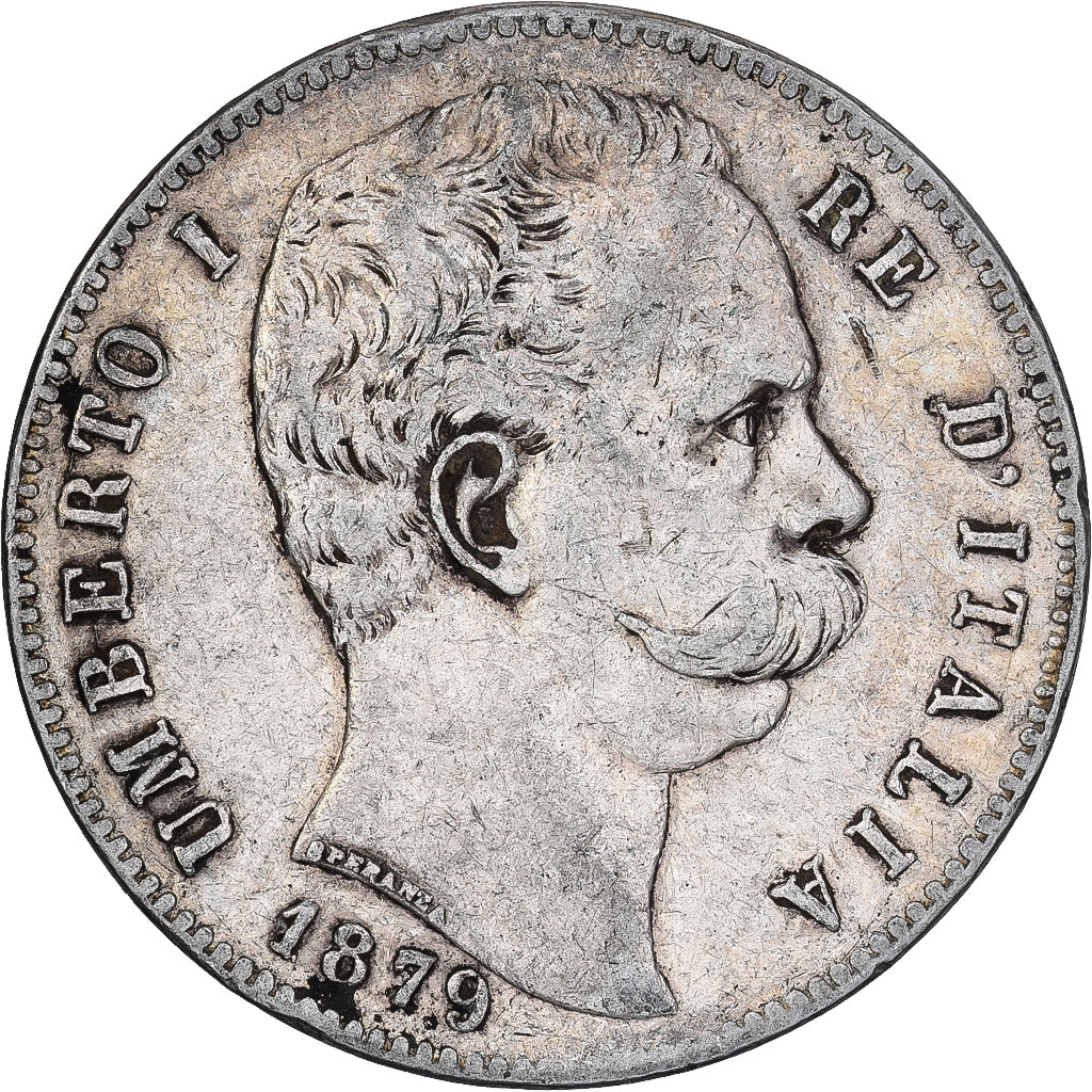 Itália, Umberto I, 5 Lire, 1879, Rome, Prata, EF(40-45), KM:20