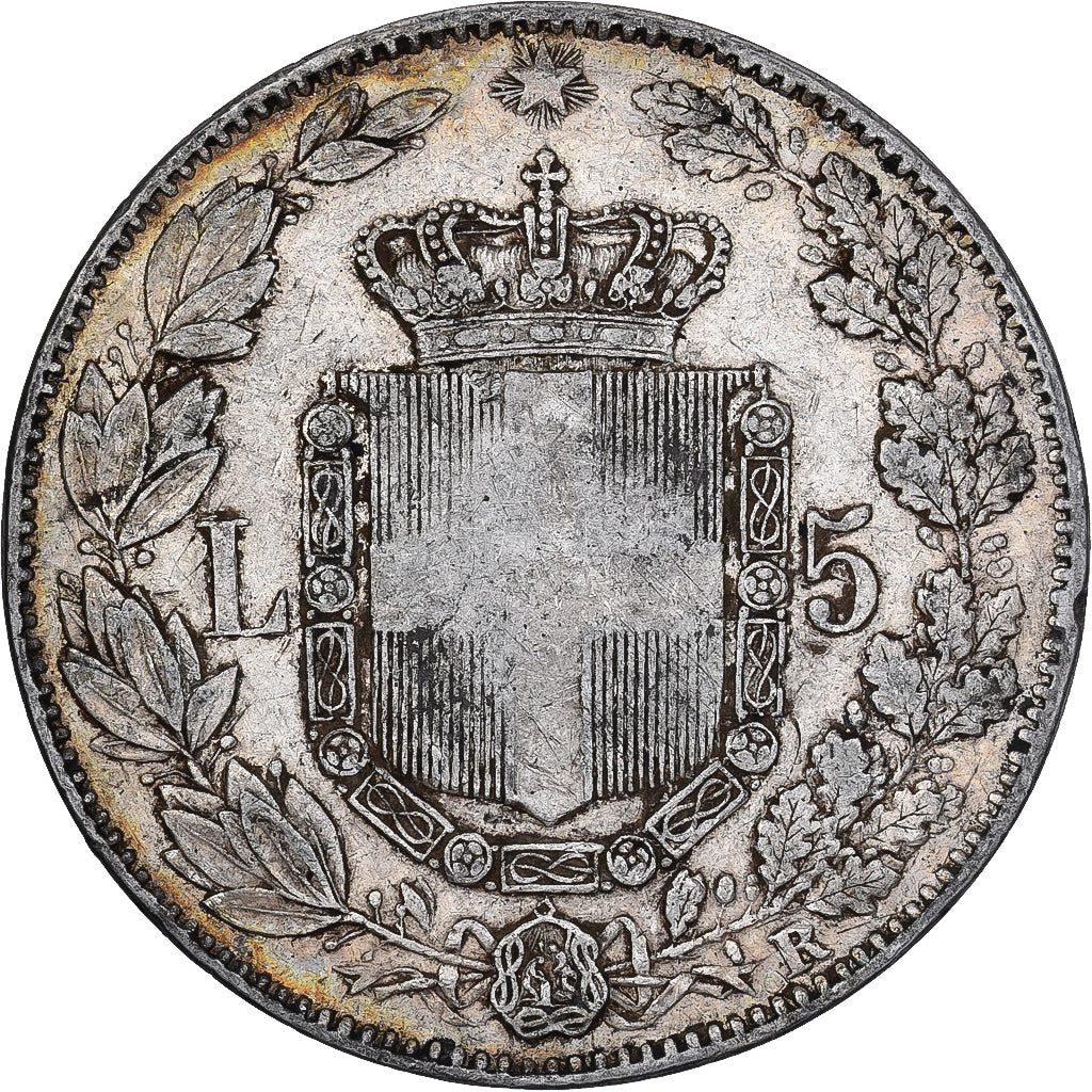 Itália, Umberto I, 5 Lire, 1879, Rome, Prata, EF(40-45), KM:20