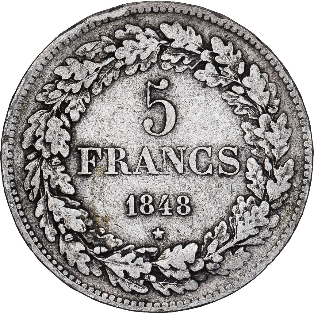 Belgium, Leopold I, 5 Francs, 5 Frank, 1848, Silver, VF(30-35), KM:3.2