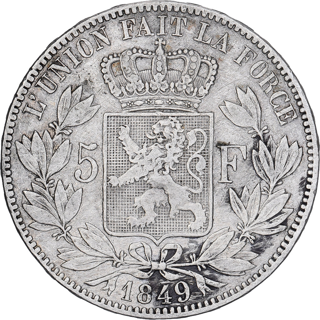 Belgique, Leopold I, 5 Francs, 5 Frank, 1849, Argent, TB+, KM:17
