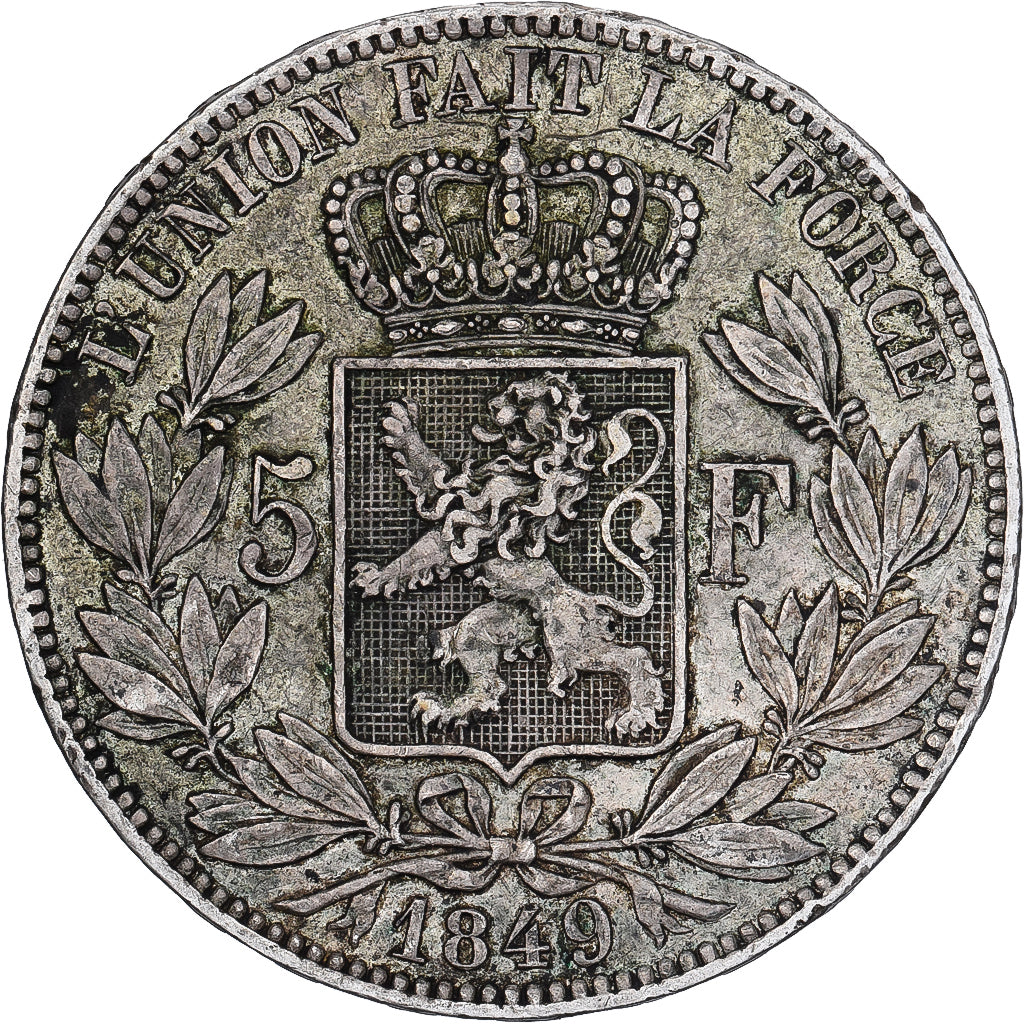 Belgien, Leopold I, 5 Francs, 5 Frank, 1849, Silber, S+, KM:17