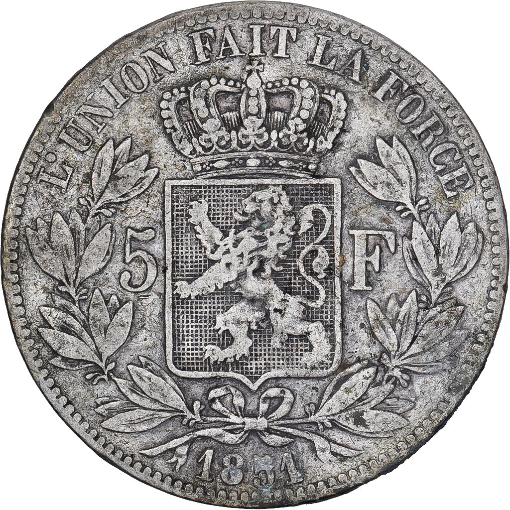 Belgique, Leopold I, 5 Francs, 5 Frank, 1851, Argent, TB, KM:17