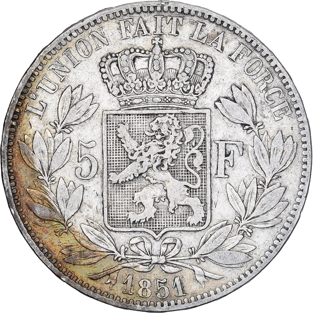 Belgique, Leopold I, 5 Francs, 5 Frank, 1851, Argent, TB+, KM:17