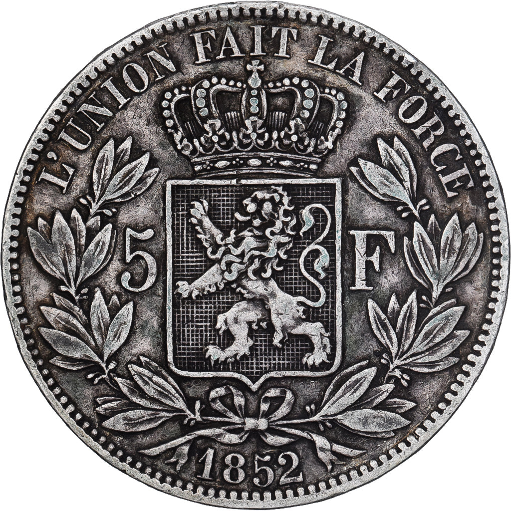 Belgique, Leopold I, 5 Francs, 5 Frank, 1852, Argent, TB+, KM:17