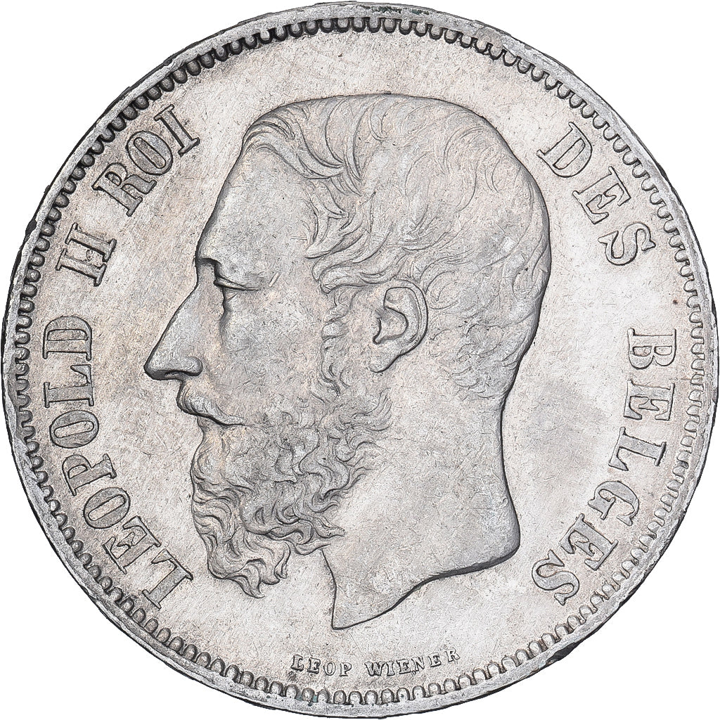 Belgio, Leopold II, 5 Francs, 5 Frank, 1868, Argento, BB+, KM:24