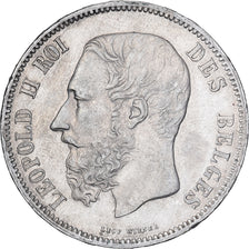 Belgio, Leopold II, 5 Francs, 5 Frank, 1868, Argento, BB+, KM:24
