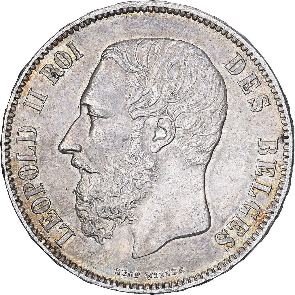Belgio, Leopold II, 5 Francs, 5 Frank, 1870, Argento, BB, KM:24