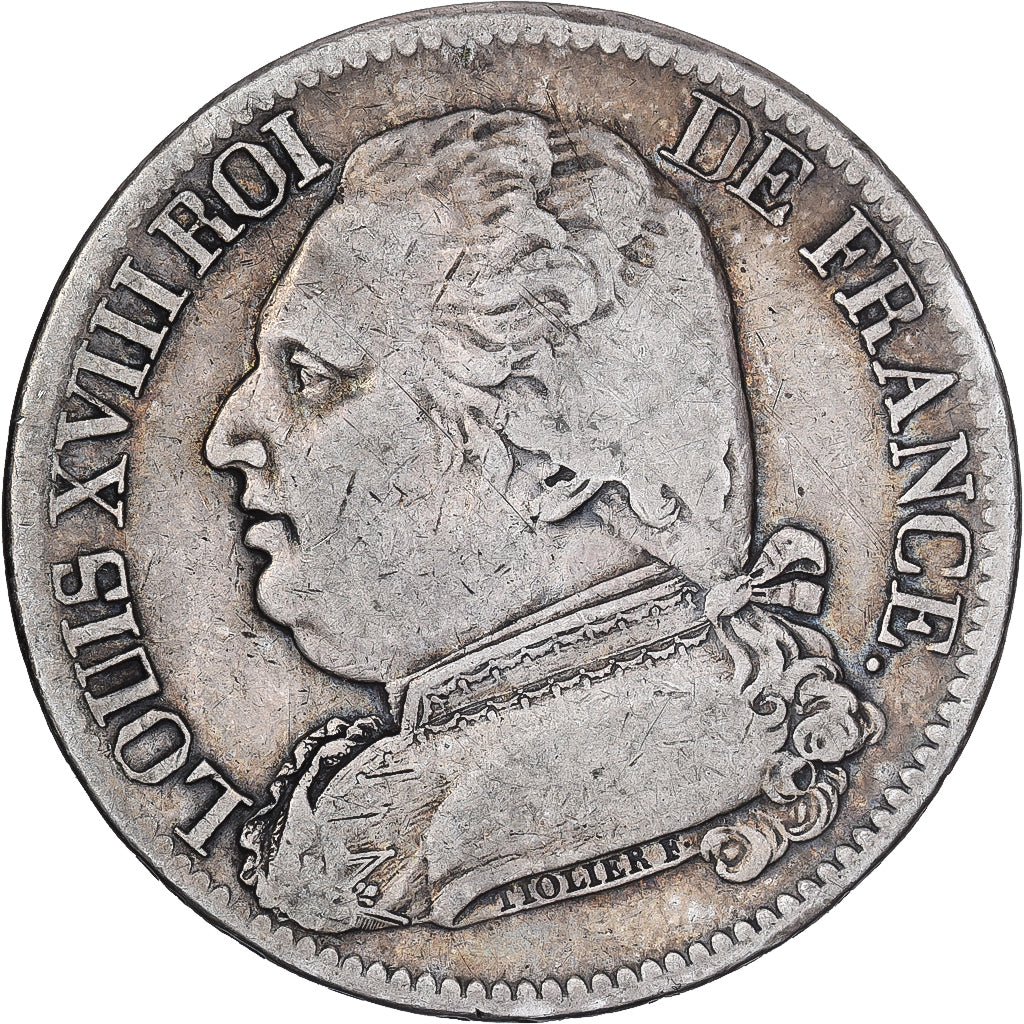 Francia, Louis XVIII, 5 Francs, Louis XVIII, 1815, Limoges, Argento, MB+