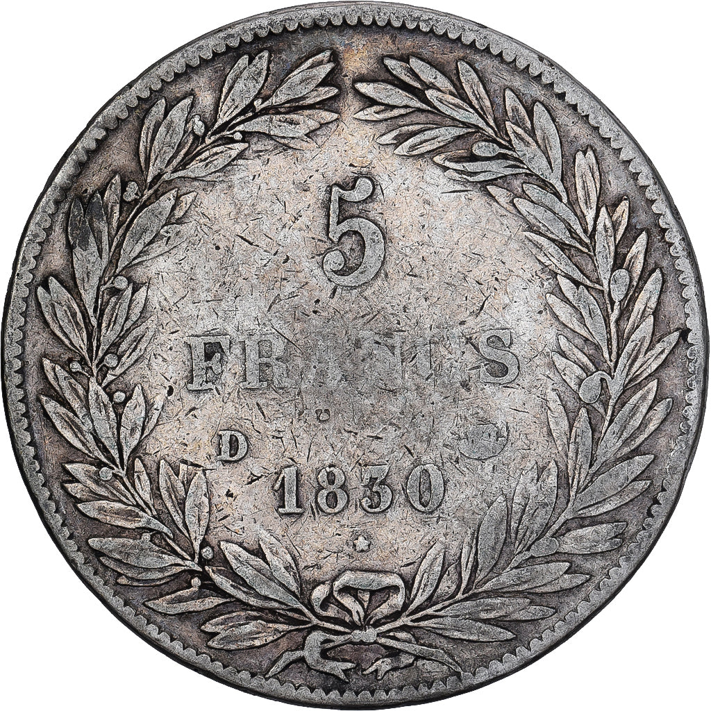 Francia, 5 Francs, Louis-Philippe, 1830, Lyon, Argento, MB, Gadoury:676