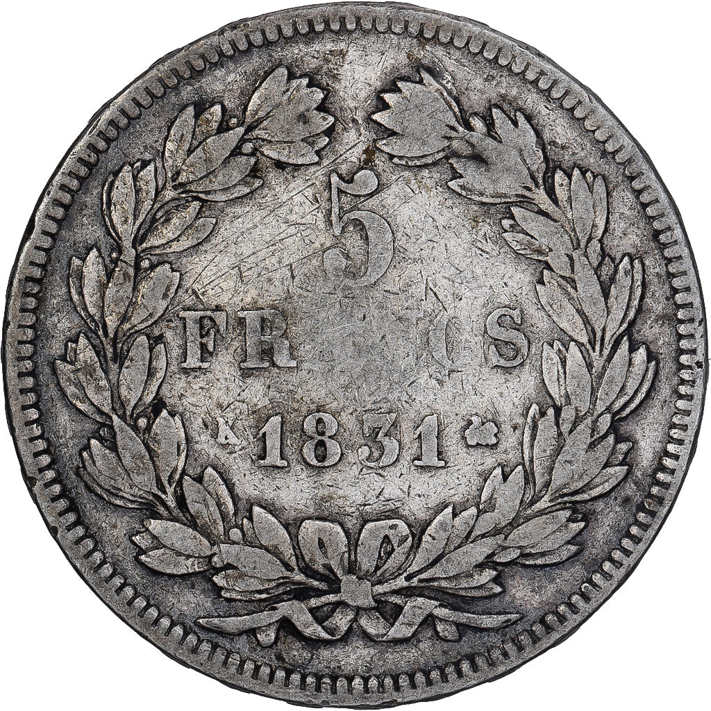 Francja, 5 Francs, Louis-Philippe, 1831, Bordeaux, Srebro, VF(30-35)