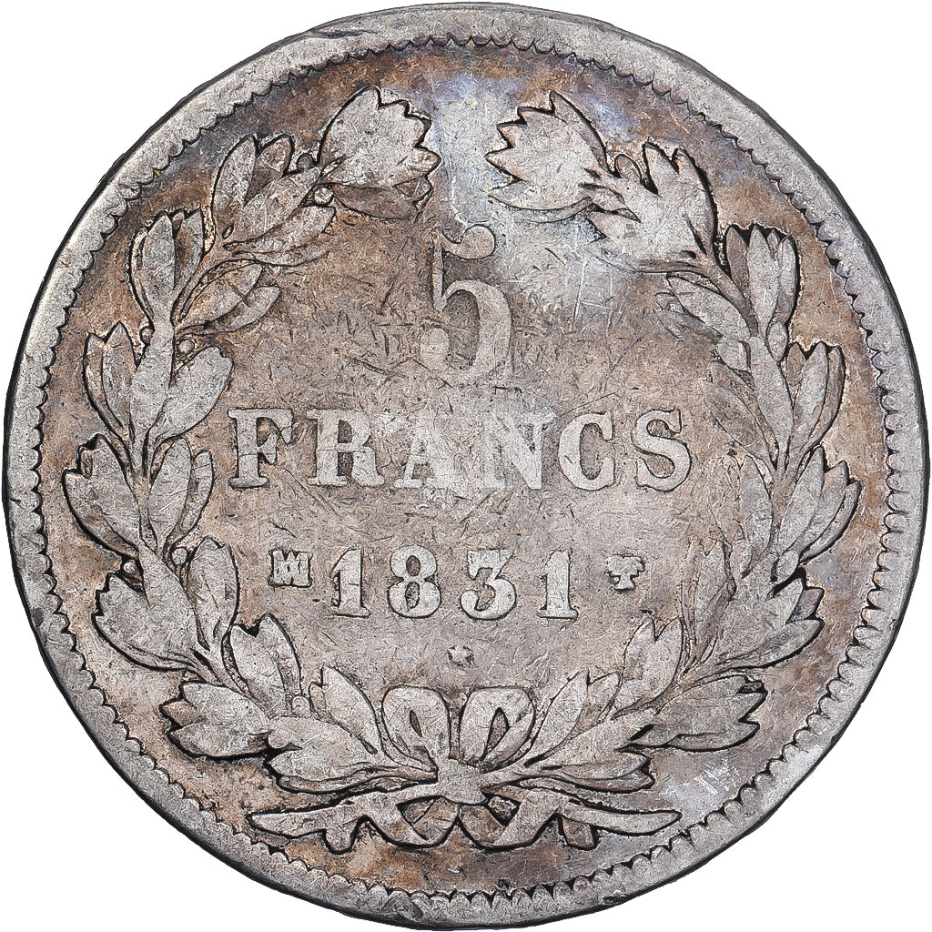 Francia, 5 Francs, Louis-Philippe, 1831, Marseilles, Argento, MB+, Gadoury:677a