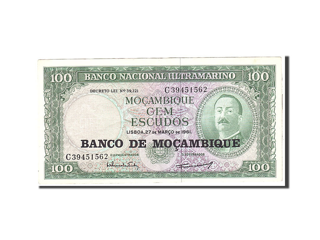 Banknote, Mozambique, 100 Escudos, 1961, 1961-03-27, KM:117a, EF(40-45)