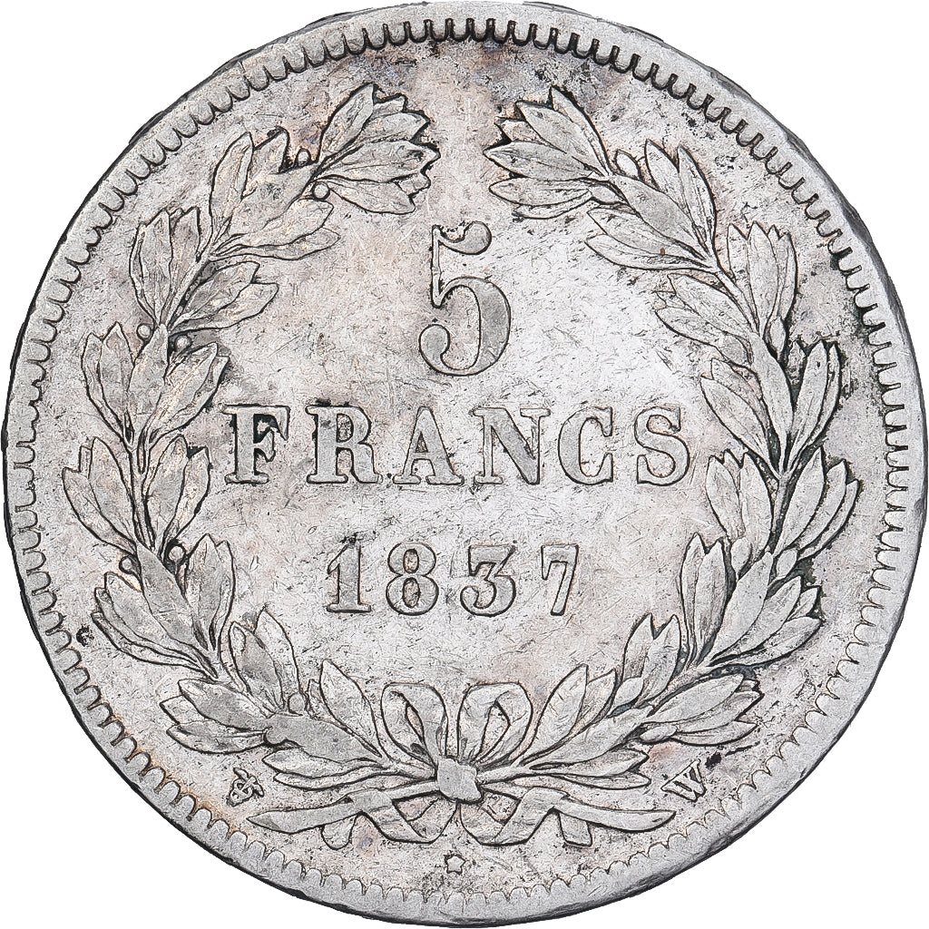 Francja, 5 Francs, Louis-Philippe, 1837, Lille, Srebro, EF(40-45), Gadoury:678