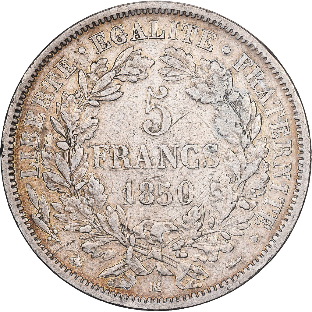 Frankreich, 5 Francs, Cérès, 1850, Strasbourg, Silber, S+, Gadoury:719