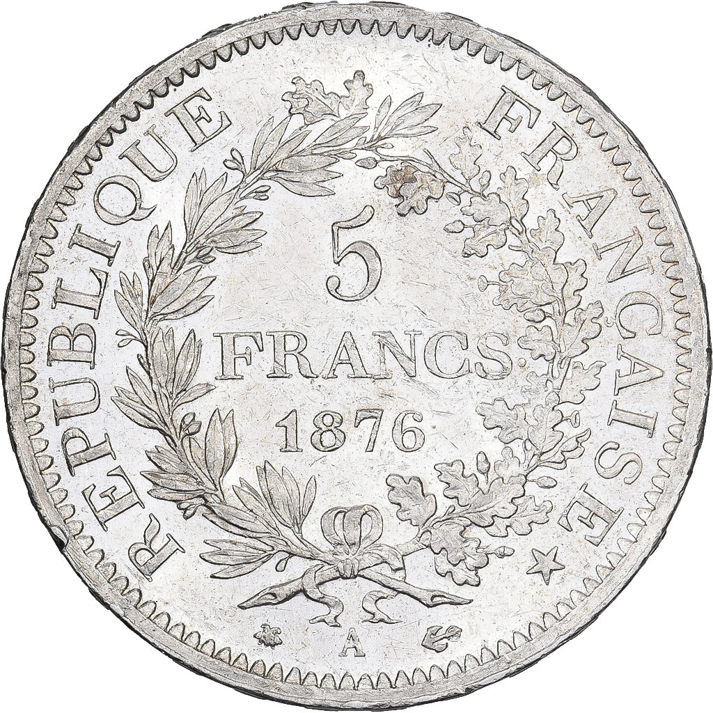 Francja, 5 Francs, Hercule, 1876, Paris, Srebro, AU(55-58), Gadoury:745a