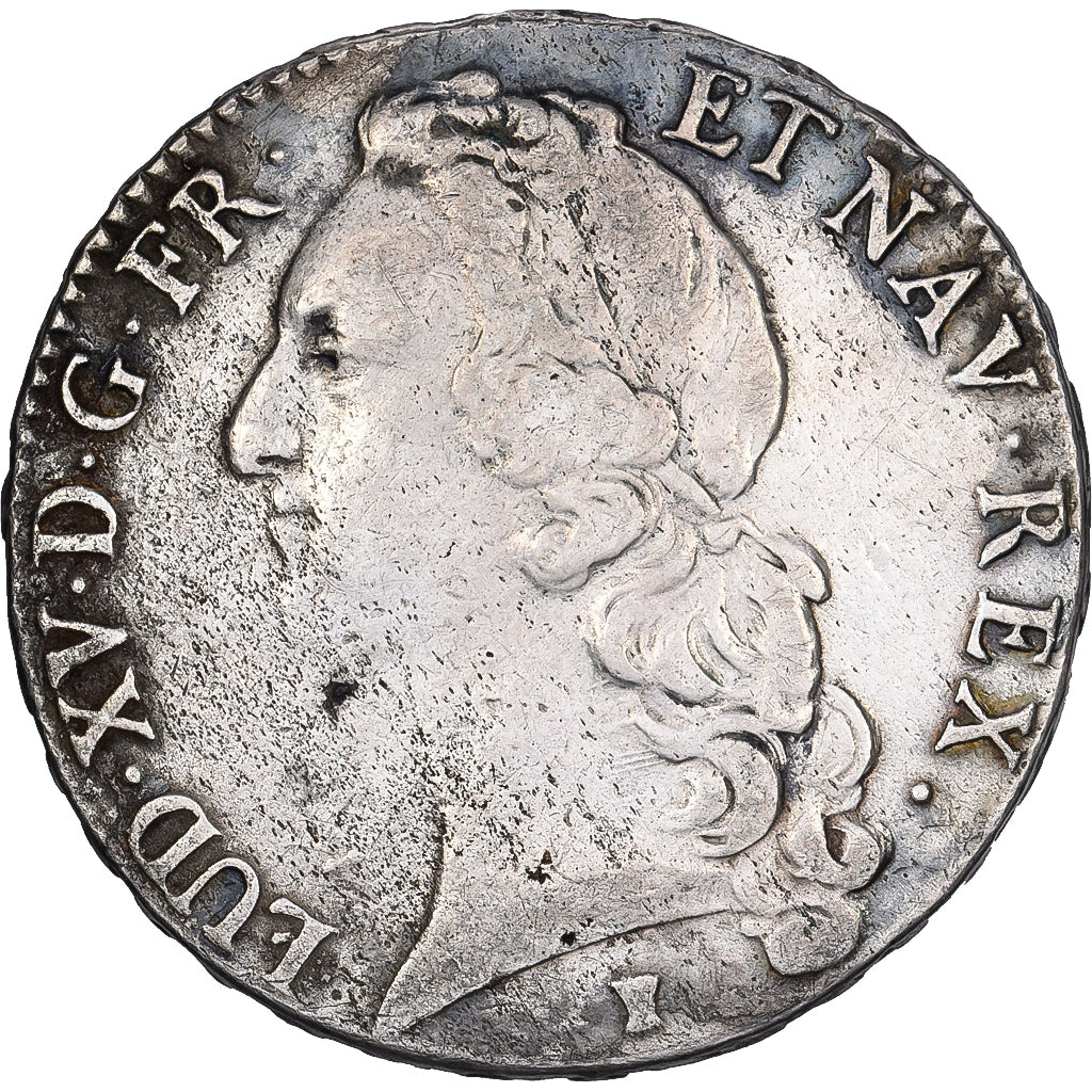 Francia, Louis XV, Ecu, Écu au bandeau, 1744, Rennes, Plata, BC+, KM:512.27