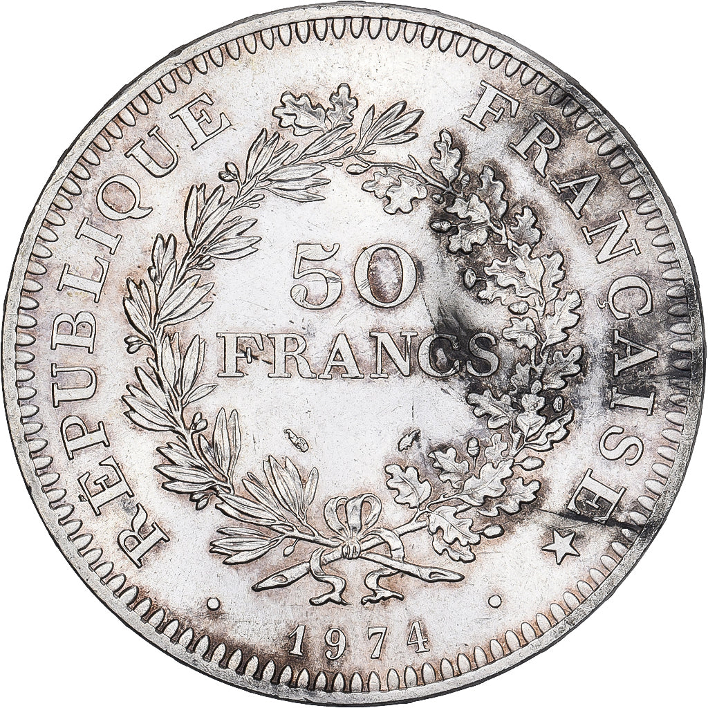 Francia, 50 Francs, Hercule, 1974, Hybrid issue, Argento, BB+, Gadoury:882a
