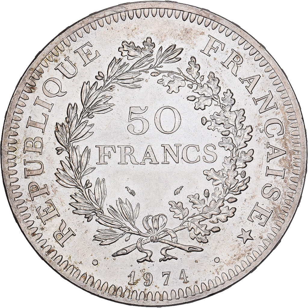 France, 50 Francs, Hercule, 1974, Frappe hybride, Argent, TTB+, Gadoury:882a