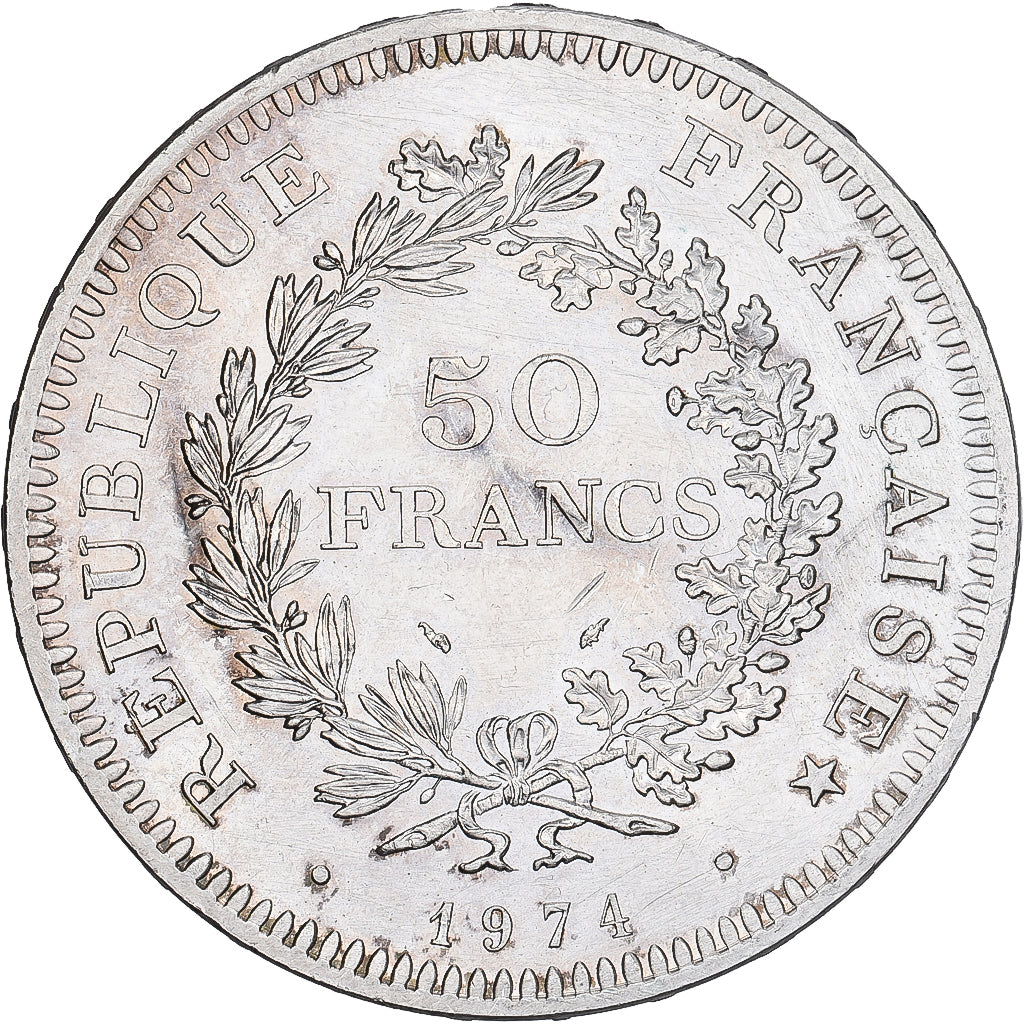 France, 50 Francs, Hercule, 1974, Hybrid issue, Silver, AU(55-58), Gadoury:882a