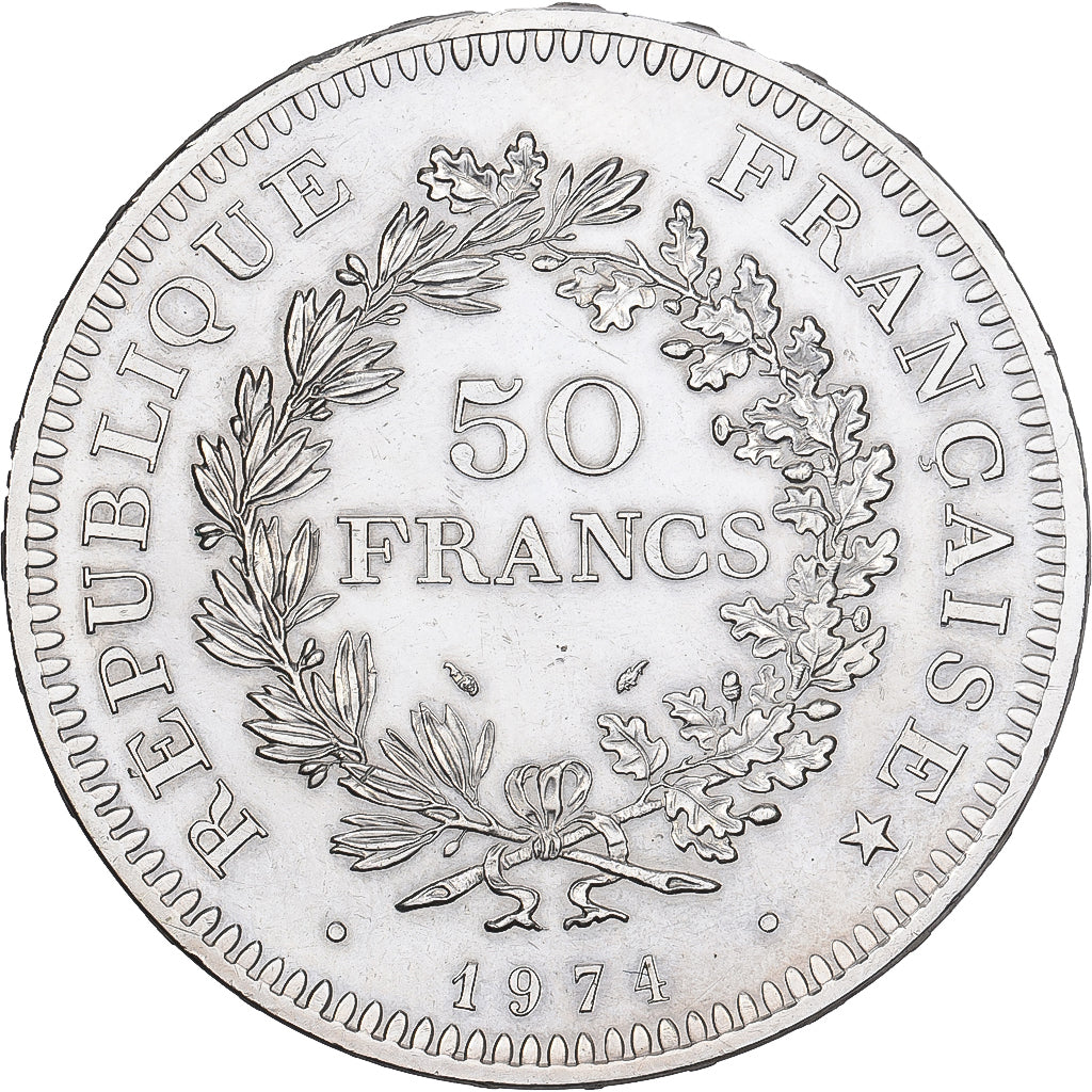 France, 50 Francs, Hercule, 1974, Hybrid issue, Silver, AU(55-58), Gadoury:882a