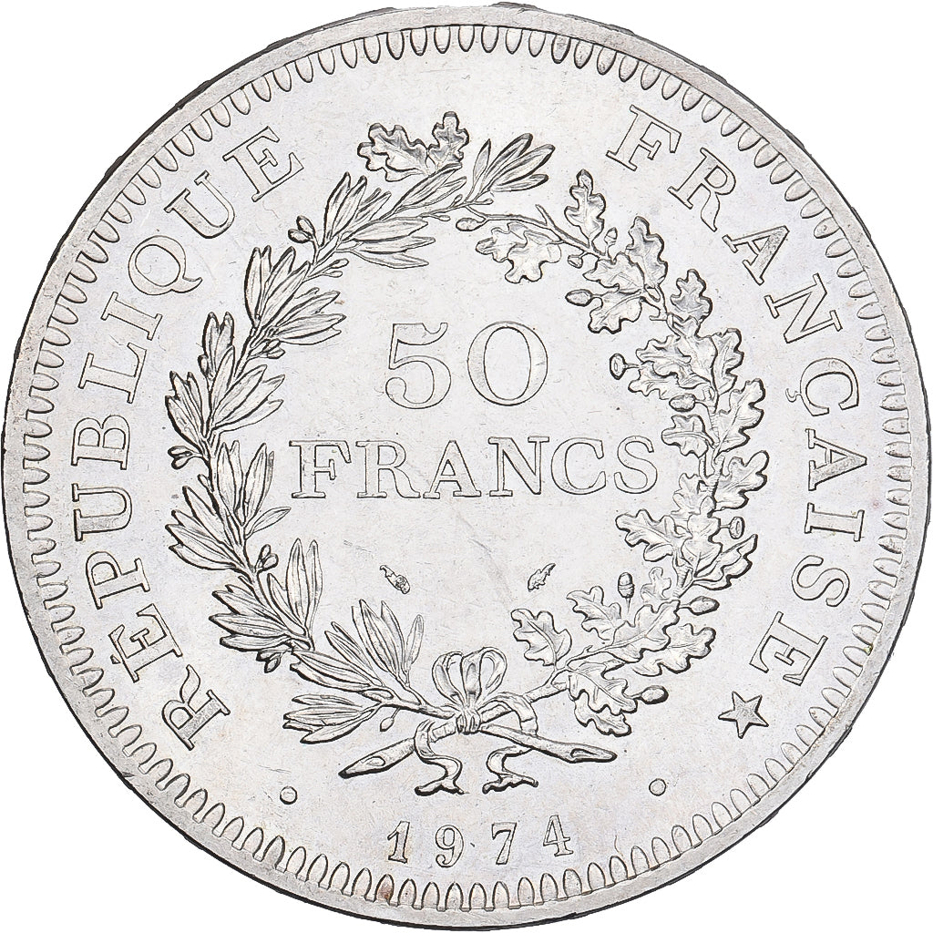 France, 50 Francs, Hercule, 1974, Hybrid issue, Silver, MS(60-62), Gadoury:882a