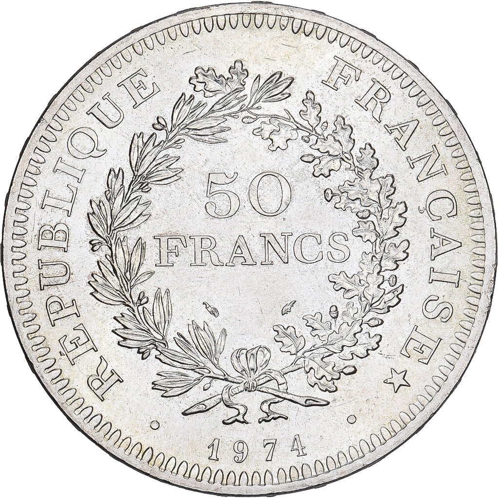 France, 50 Francs, Hercule, 1974, Hybrid issue, Silver, MS(60-62), Gadoury:882a