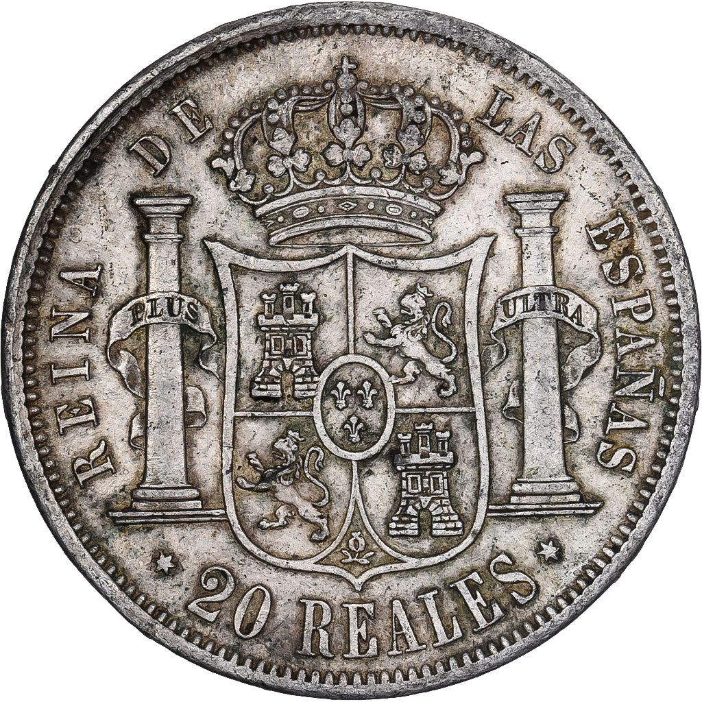 Espanha, Isabel II, 20 Réales, 1854, Prata, EF(40-45), KM:593.2
