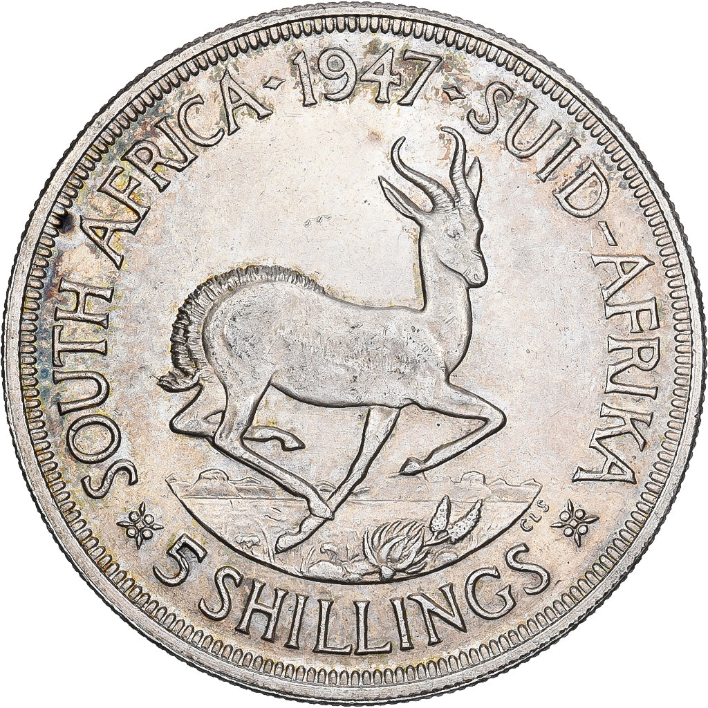 Sudáfrica, George VI, 5 Shillings, 1947, Plata, EBC, KM:31