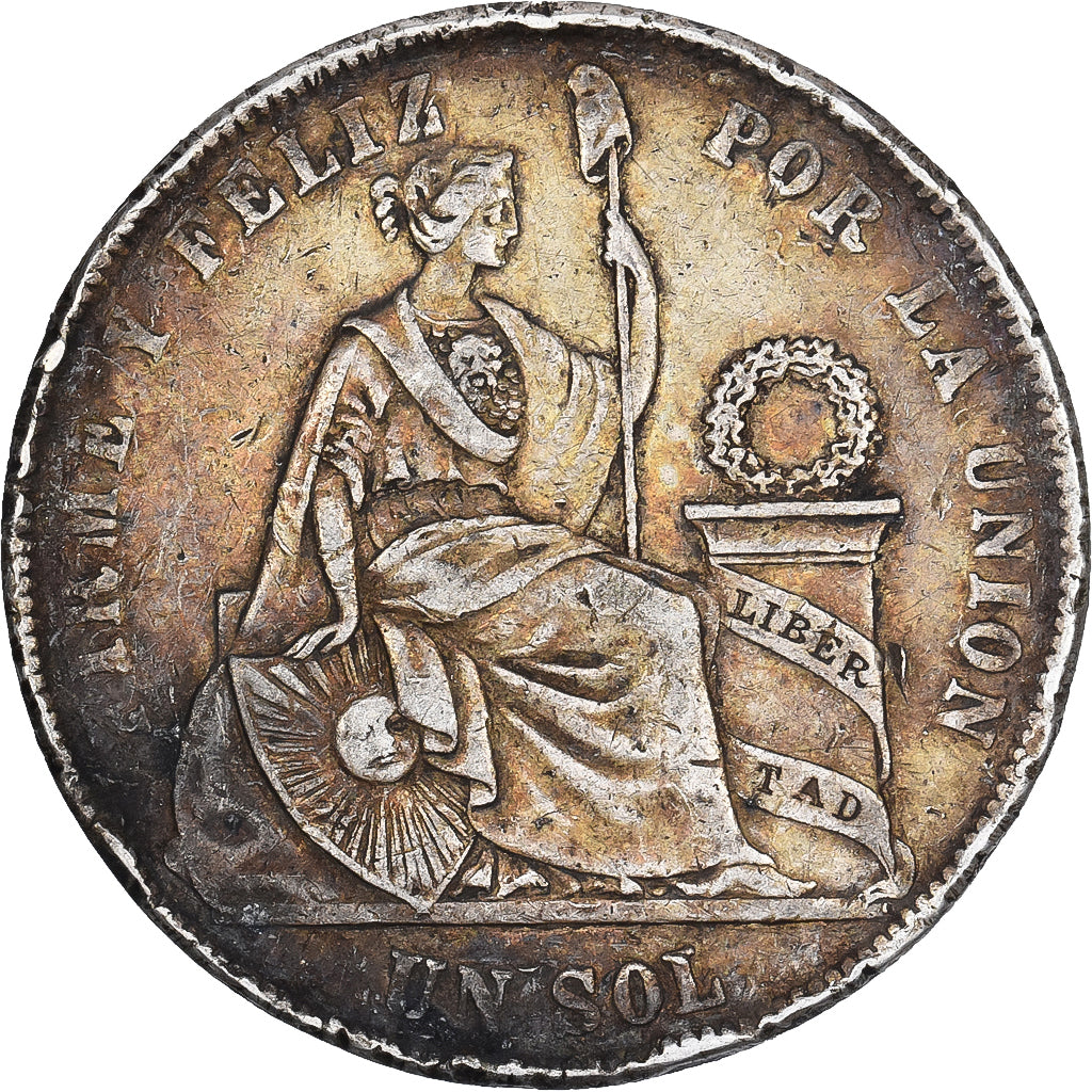 Peru, SOUTH PERU, Sol, 1872, Lima, Srebro, VF(20-25), KM:196.3