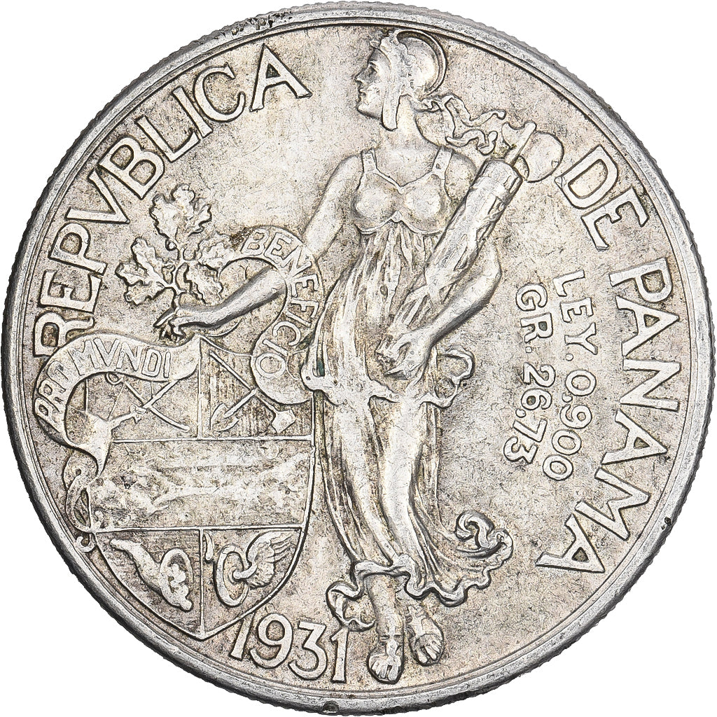 Panamá, Balboa, 1931, Plata, MBC+, KM:13