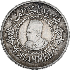 Maroc, Mohammed V, 500 Francs, 1956/AH1376, Paris, Argent, TTB, Lecompte:293