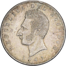 Ecuador, 5 Sucres, Cinco, 1943, Mexico City, Plata, MBC+, KM:79