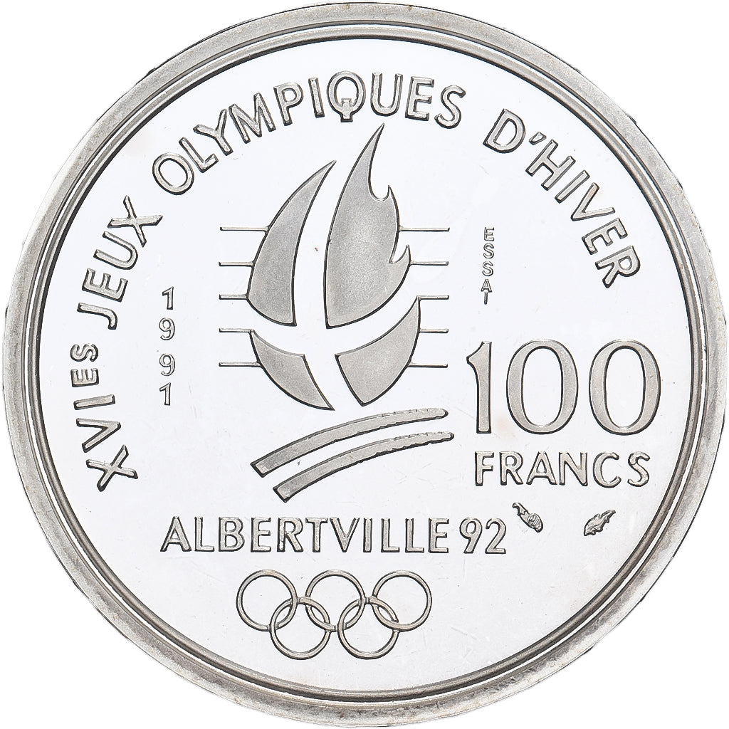Frankrijk, 100 Francs, Albertville - Coubertin, 1991, Monnaie de Paris, ESSAI
