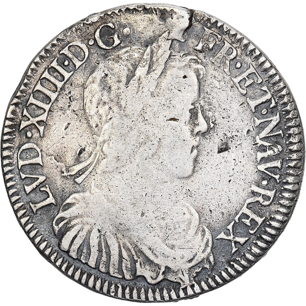 France, Louis XIV, 1/2 Ecu, 1/2 Écu à la mèche longue, 1649, Nantes, Argent